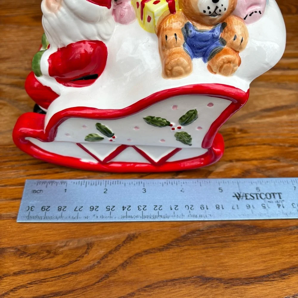 Vintage Christmas Santa Claus Sleigh Musical Box Taiwan Original Box